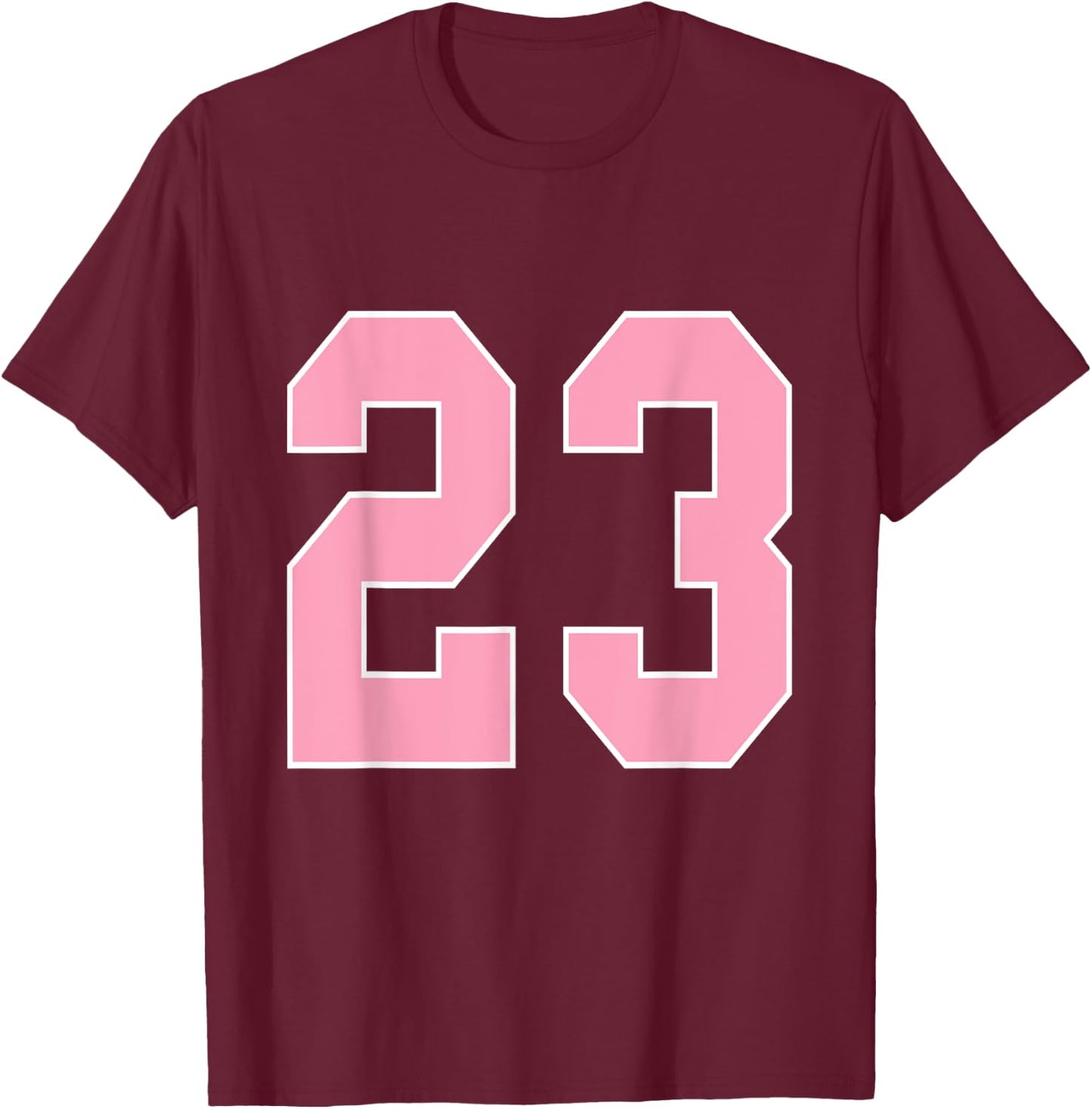 Number 23 Shirt Pink Football Basketball Breast Cancer Aware T-Shirt - T-Shirt | Maroon