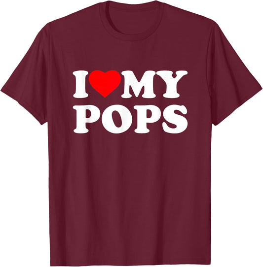 I Love My Pops I Heart Family Grandpa T-Shirt - T-Shirt | Maroon