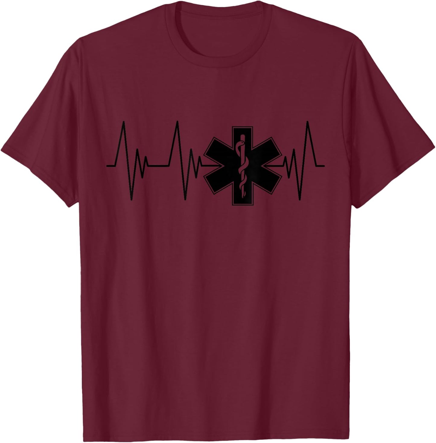 EMT Heartbeat Paramedic EMS Emergency Medical Technician T-Shirt - T-Shirt | Maroon