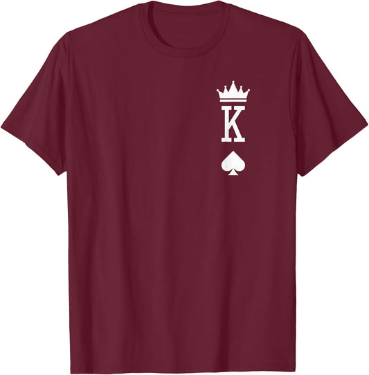 King of Spade Playing Card Vintage Crown T-Shirt - T-Shirt | Maroon