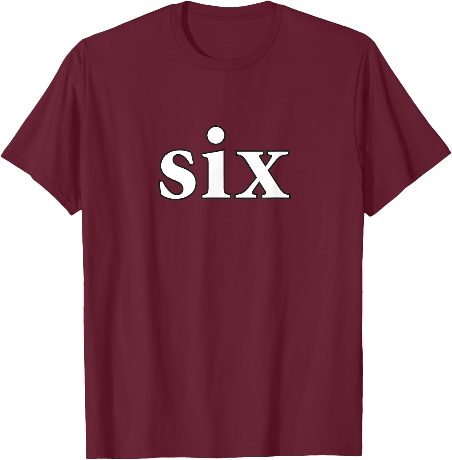 Number 6 Six Spelled Out T-Shirt - T-Shirt | Maroon