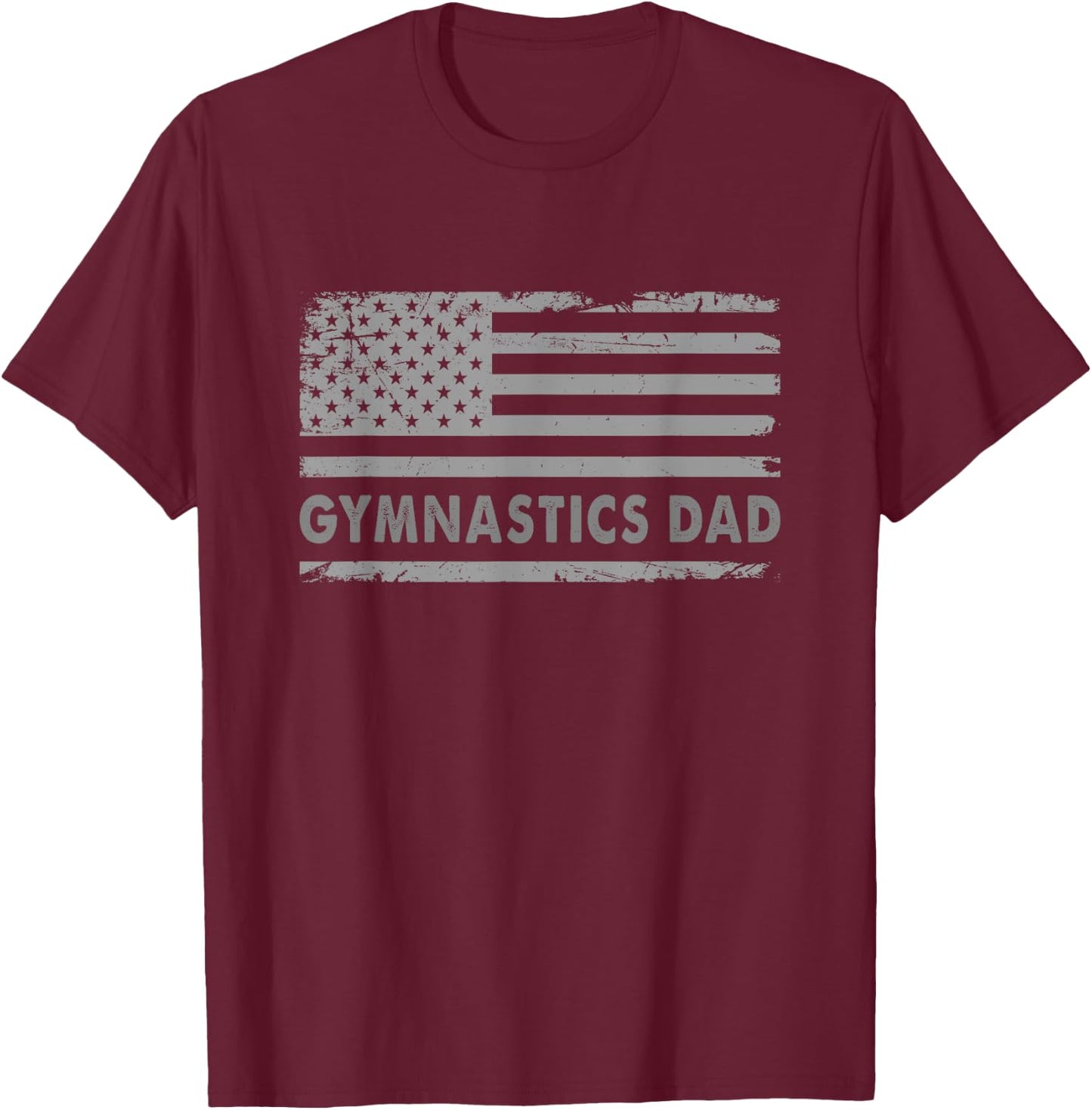 Gymnast Cheer Dad Gymnastics Dad US Flag - Gymnastics Dad Gift Fathers - Black, Short Sleeve, Small T-Shirt - T-Shirt | Maroon