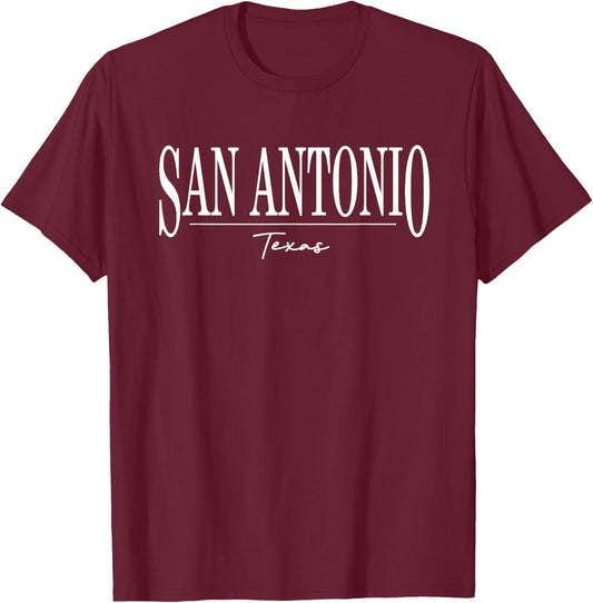 San Antonio Texas Retro Vintage Text Souvenir T-Shirt - T-Shirt | Maroon