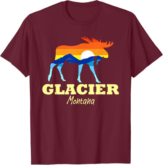 Glacier National Park Moose Glacier Montana Glacier T-Shirt - T-Shirt | Maroon
