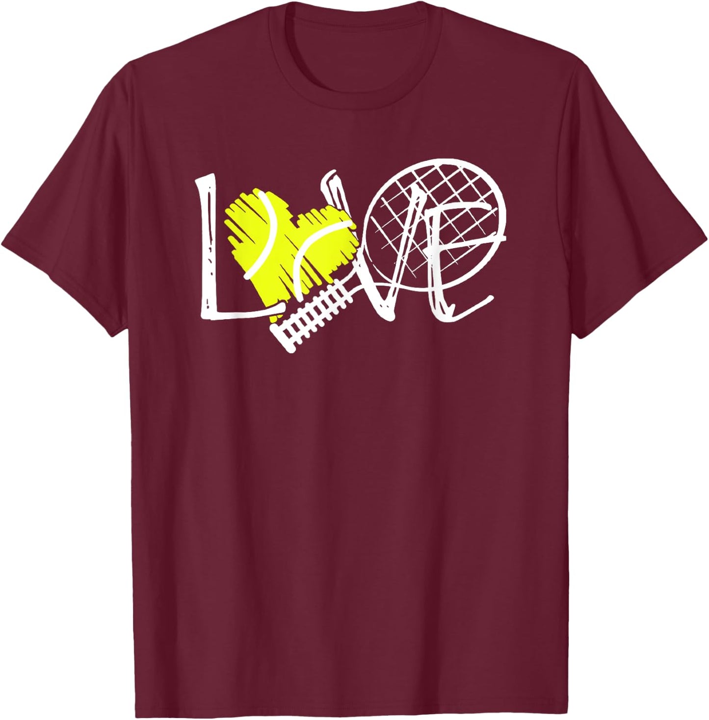 Women's Tennis Love Print T-Shirt - T-Shirt | Maroon