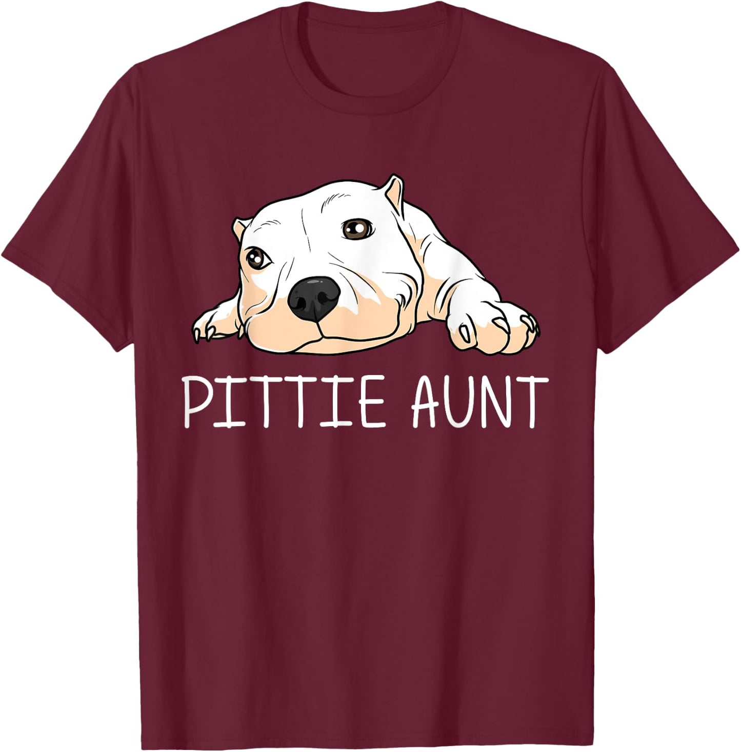Funny Pitbull Gift Aunt Women Canine Dog Puppy Animal T-Shirt - T-Shirt | Maroon