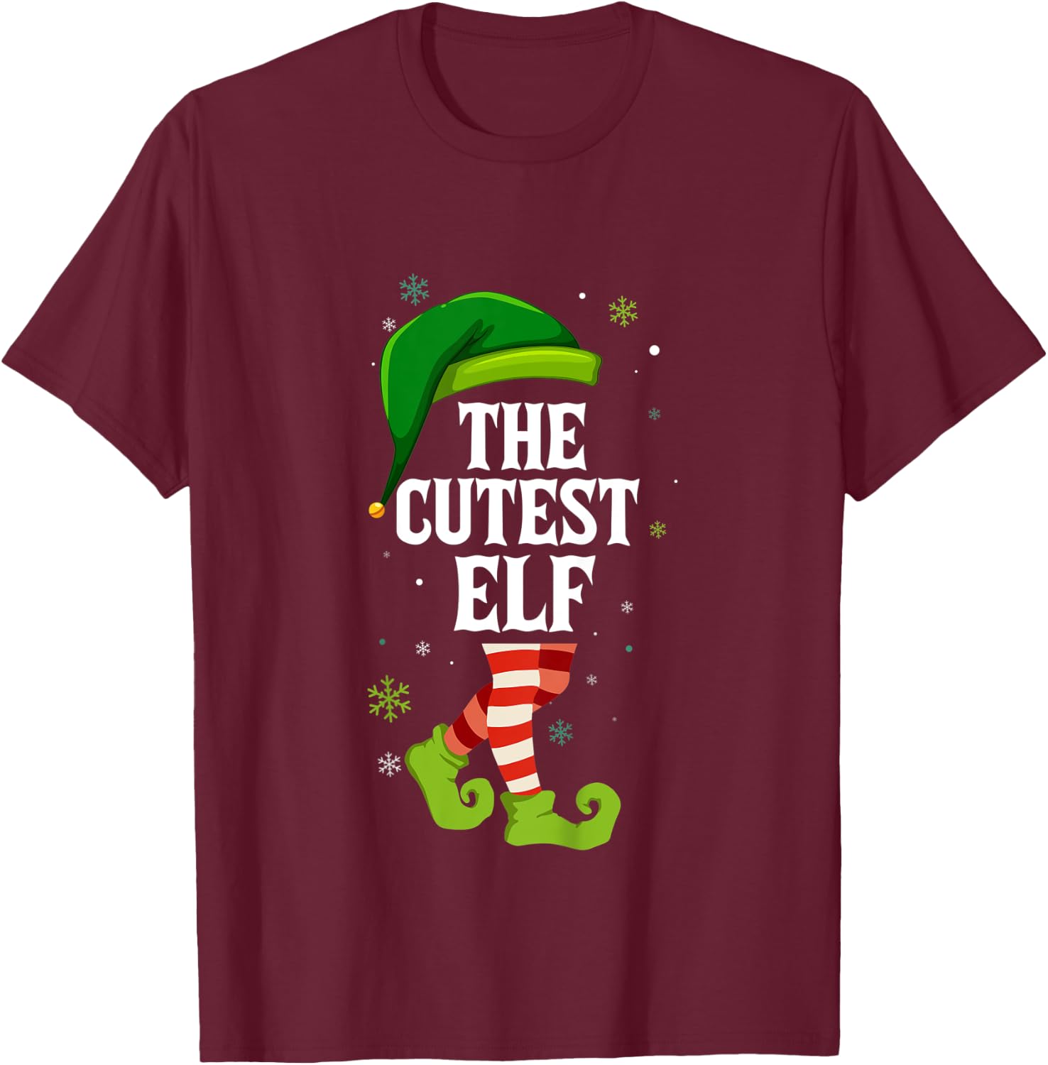 Kids Cutest Elf Matching Family Group Christmas T-Shirt - T-Shirt | Maroon