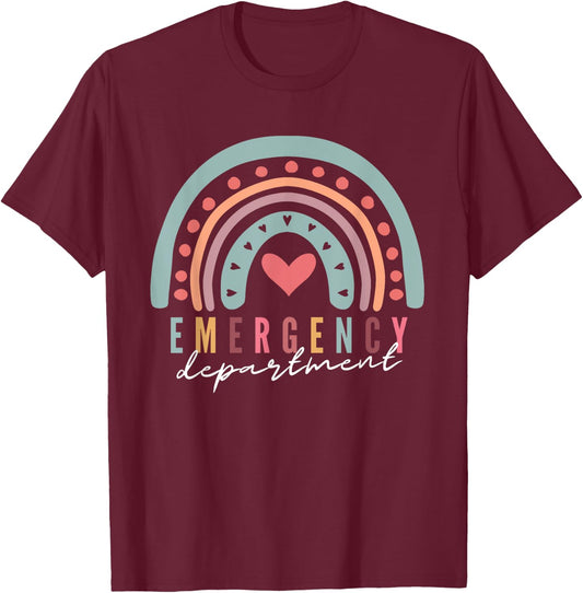 Emergency Department Team Emergency Room Nursing Rainbow T-Shirt - T-Shirt | Maroon