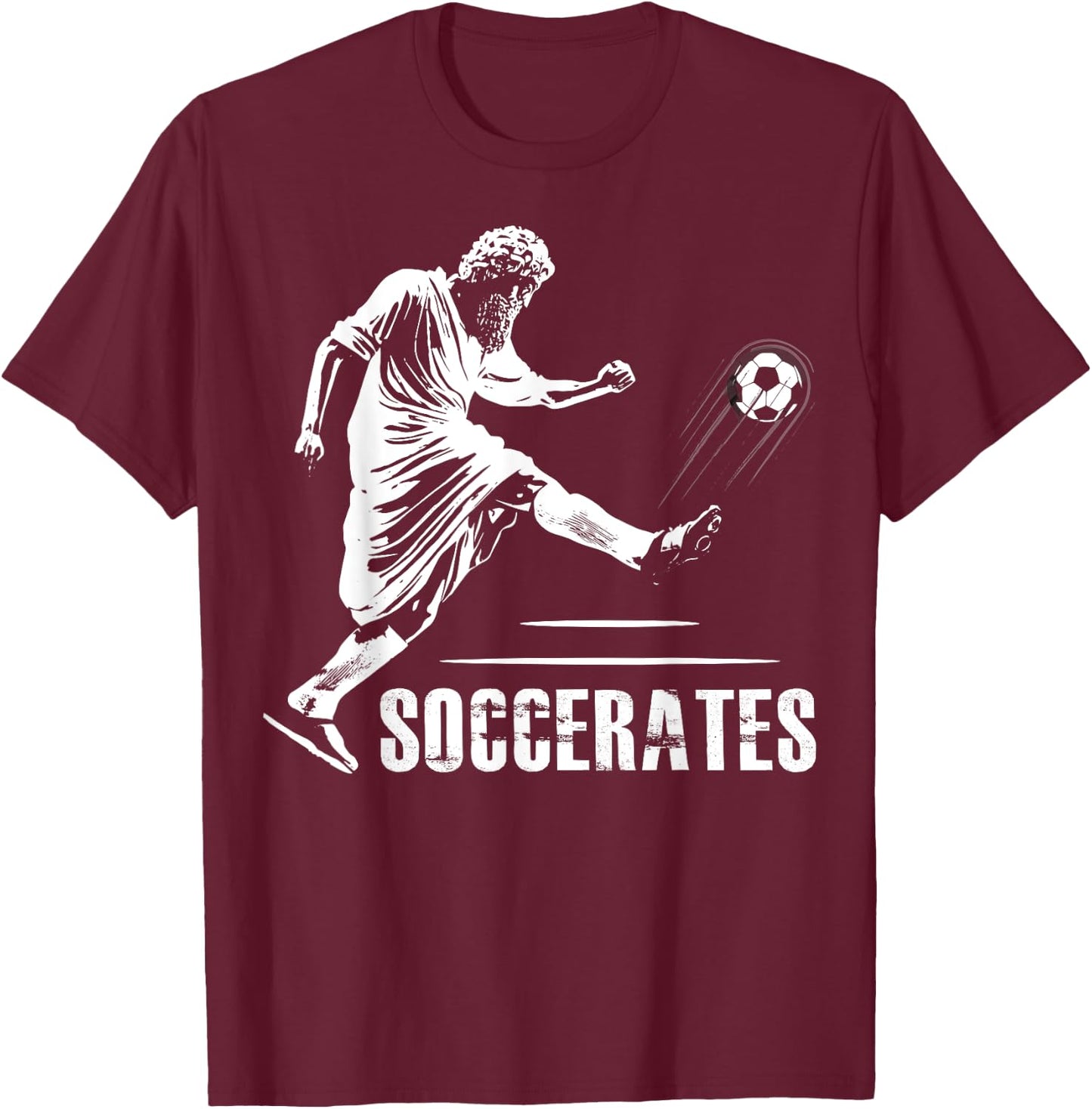 Soccerates Funny Philosophy Theory Soccer Socrates Greek T-Shirt - T-Shirt | Maroon