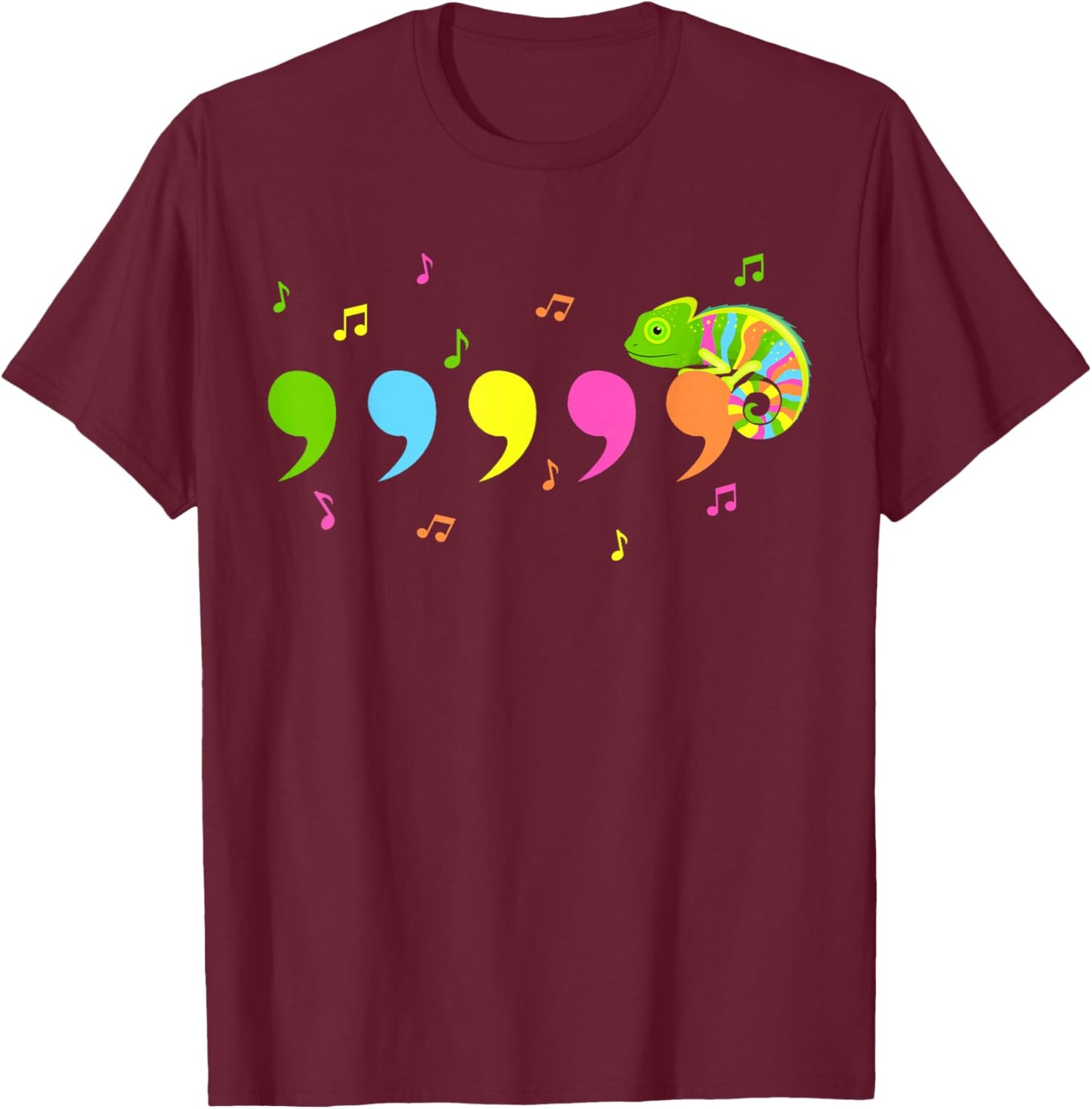 Comma Chameleon , Black, Small T-Shirt - T-Shirt | Maroon