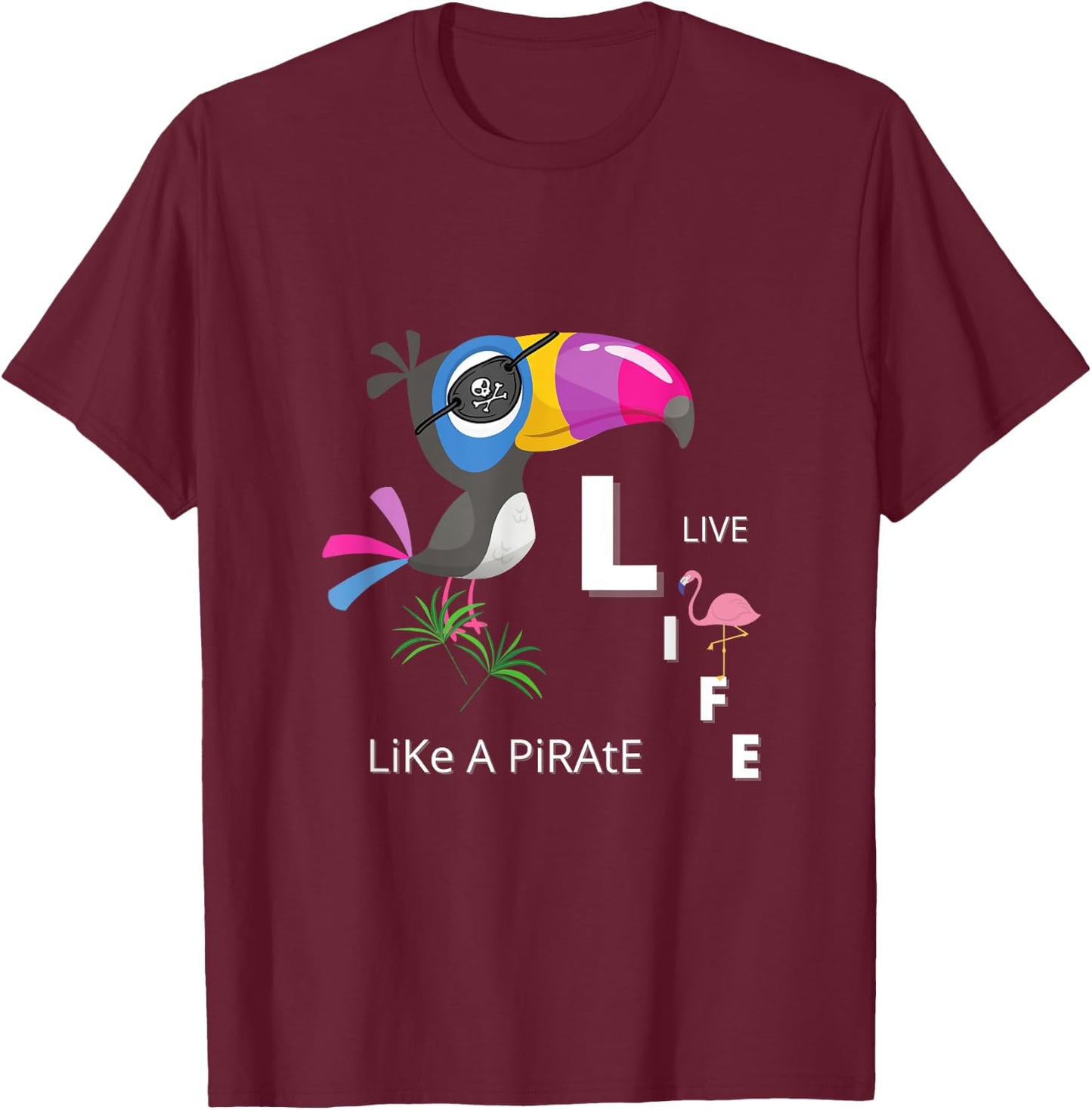 Tropical Bird | Pirate T-Shirt - T-Shirt | Maroon