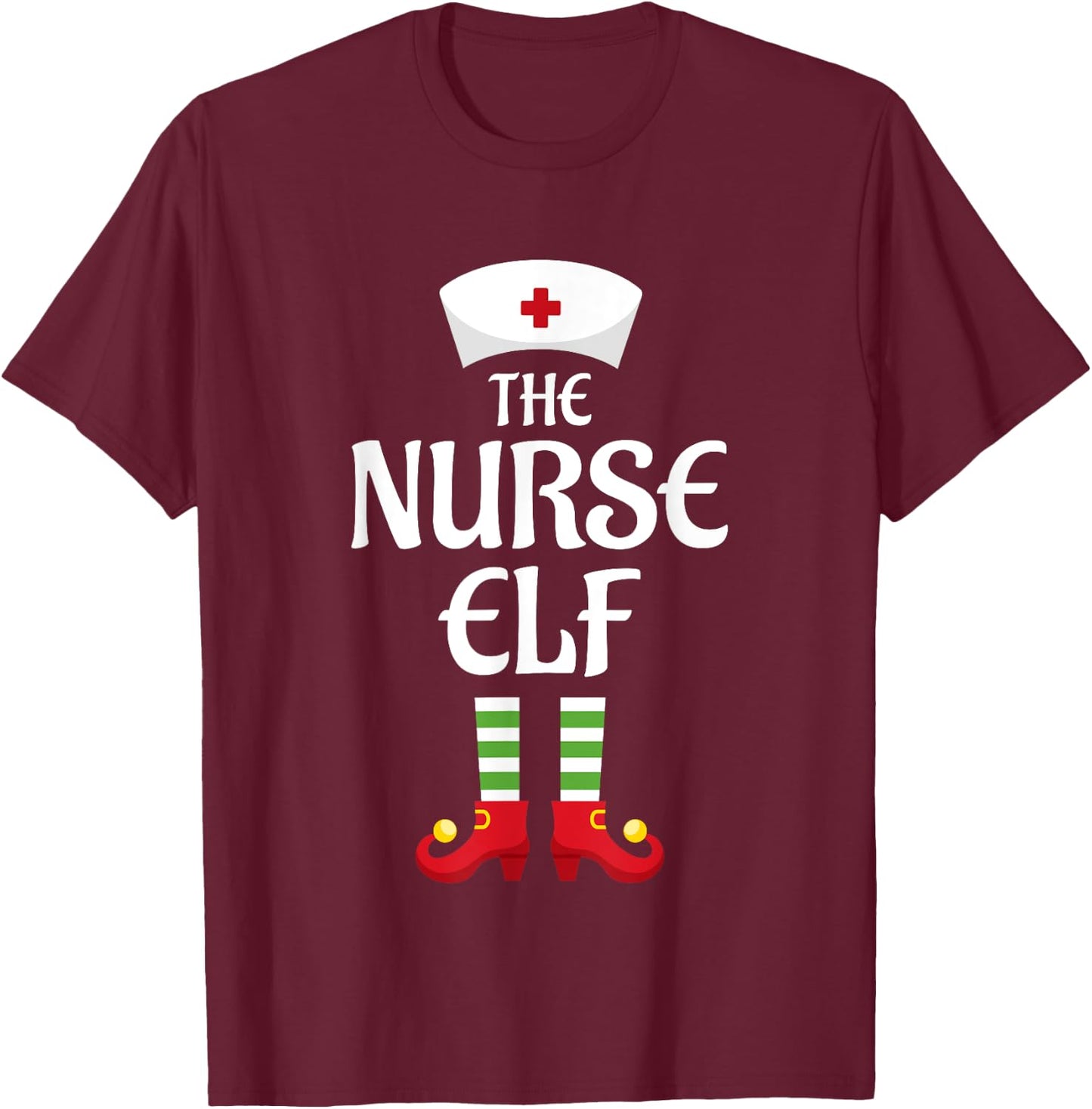Nurse Elf Family Matching Group Christmas T-Shirt - T-Shirt | Maroon