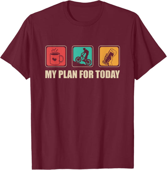 Daily Plan Coffee Mountain Bike And Beer T-Shirt - T-Shirt | Maroon