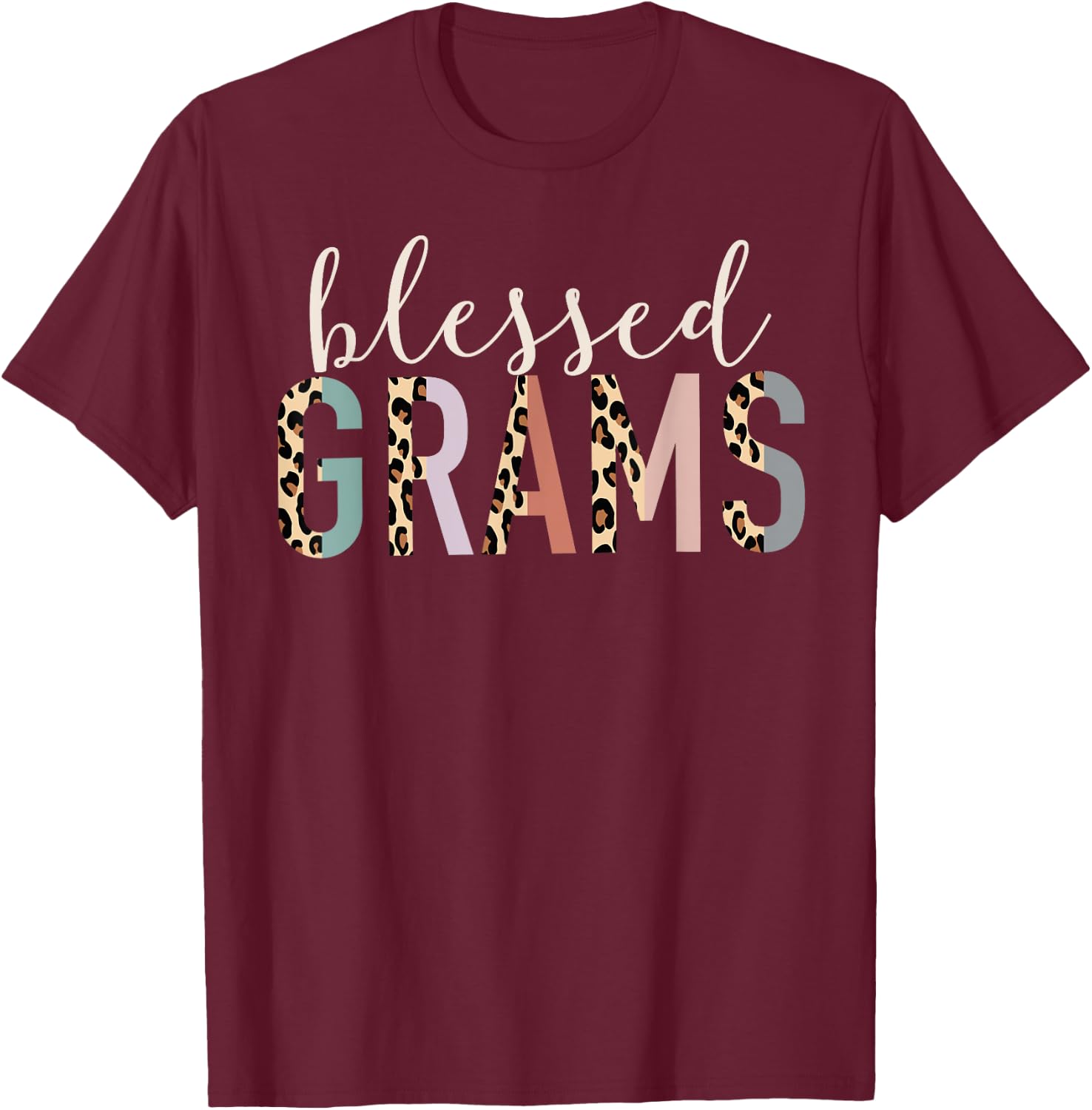 Blessed Grams Cute Leopard Print T-Shirt - T-Shirt | Maroon