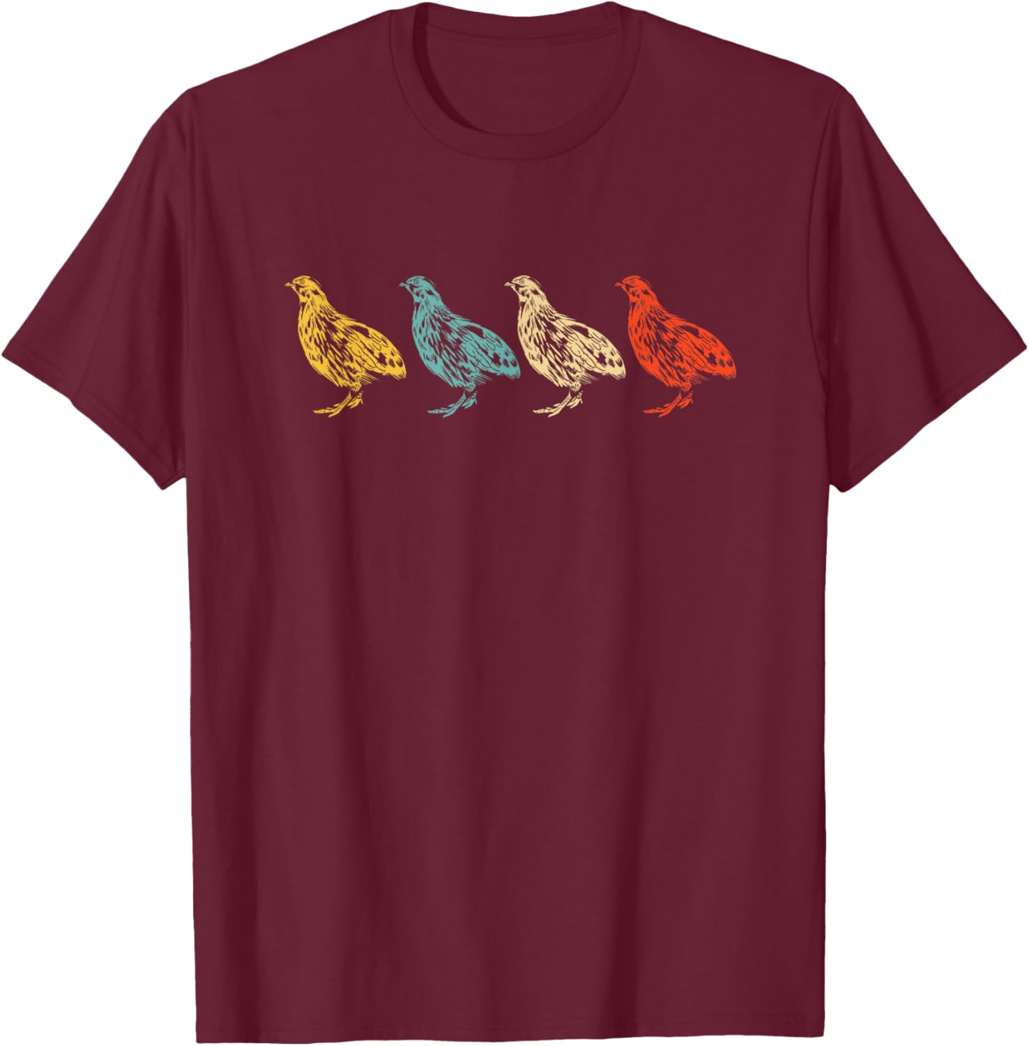 Vintage Quail Bird 60s 70s Quail T-Shirt - T-Shirt | Maroon
