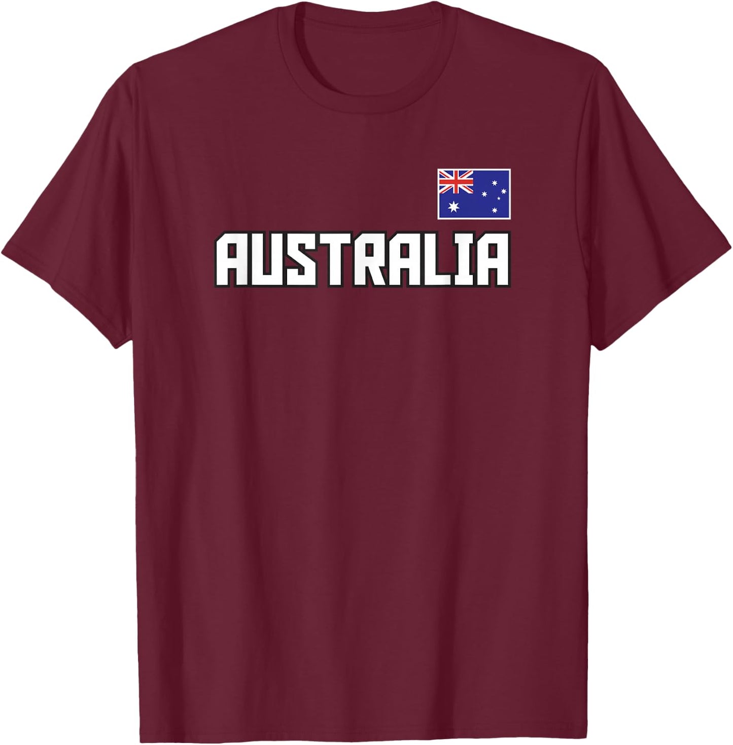Australia Flag Australian Pride Athletic Style Country T-Shirt - T-Shirt | Maroon