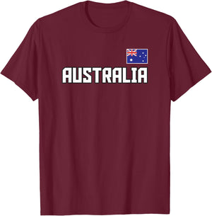 Australia Flag Australian Pride Athletic Style Country T-Shirt - T-Shirt | Maroon