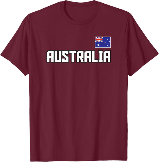 Australia Flag Australian Pride Athletic Style Country T-Shirt - T-Shirt | Maroon