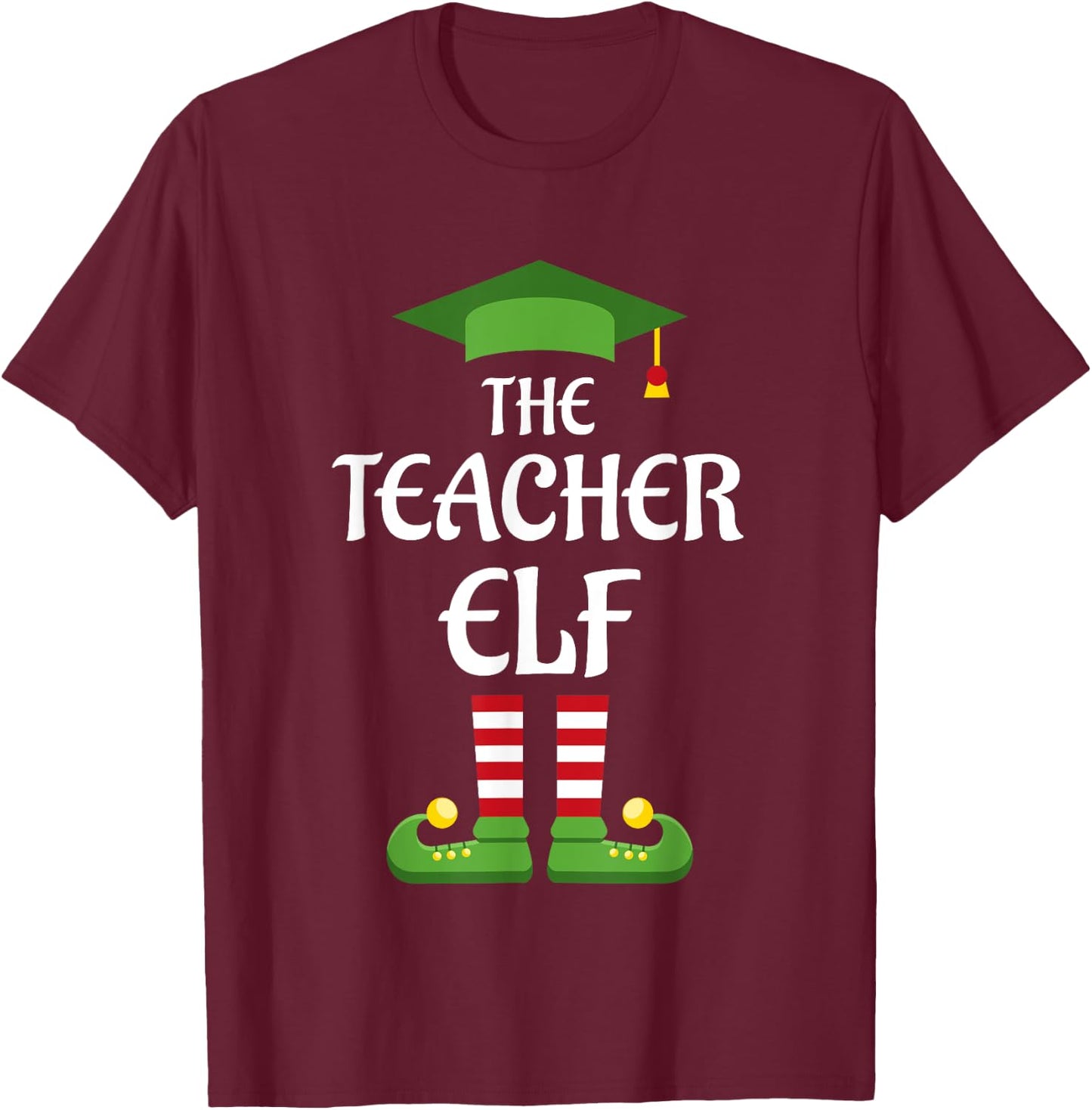 Teacher Elf Family Matching Group Christmas Women T-Shirt - T-Shirt | Maroon