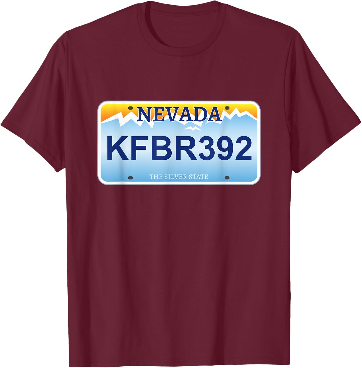 KFBR392 Nevada License Plate Funny Movie Reference T-Shirt - T-Shirt | Maroon