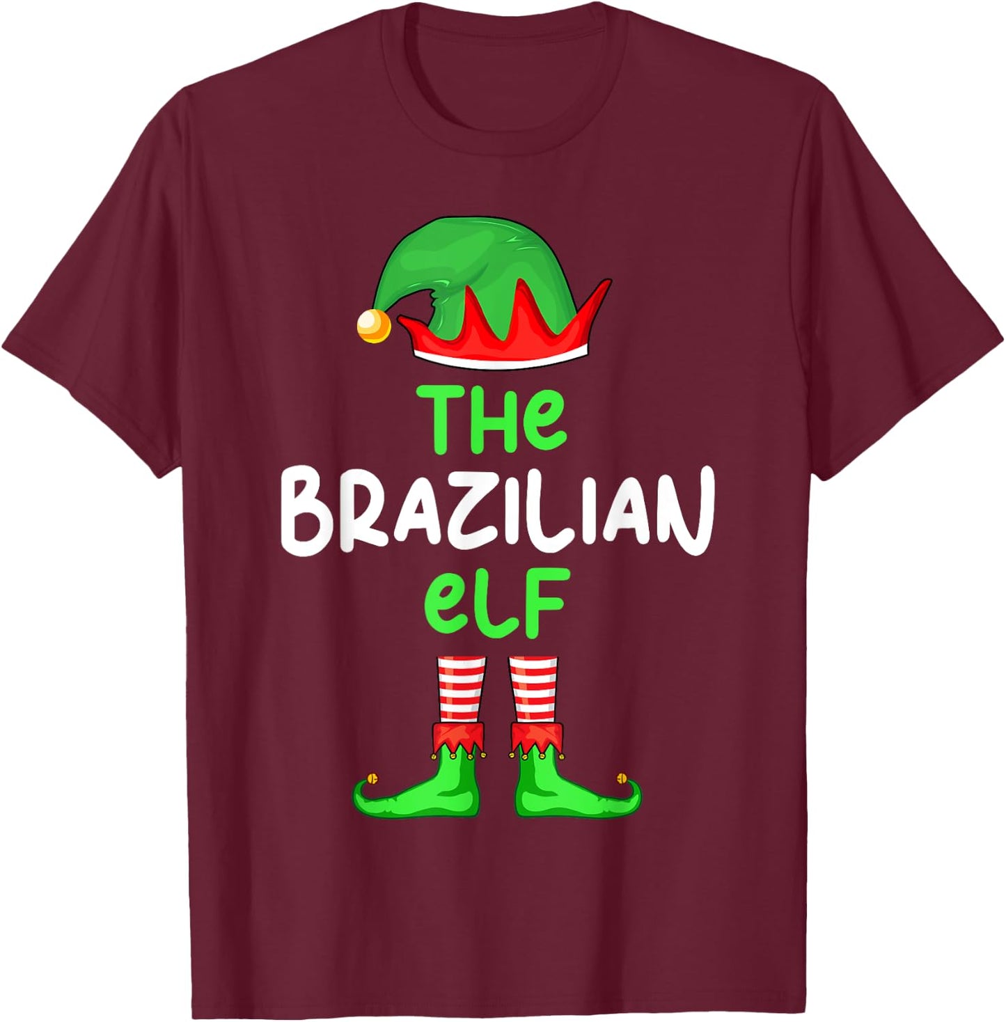 I'm The Brazilian Elf Brazil Christmas Funny Pajama T-Shirt - T-Shirt | Maroon