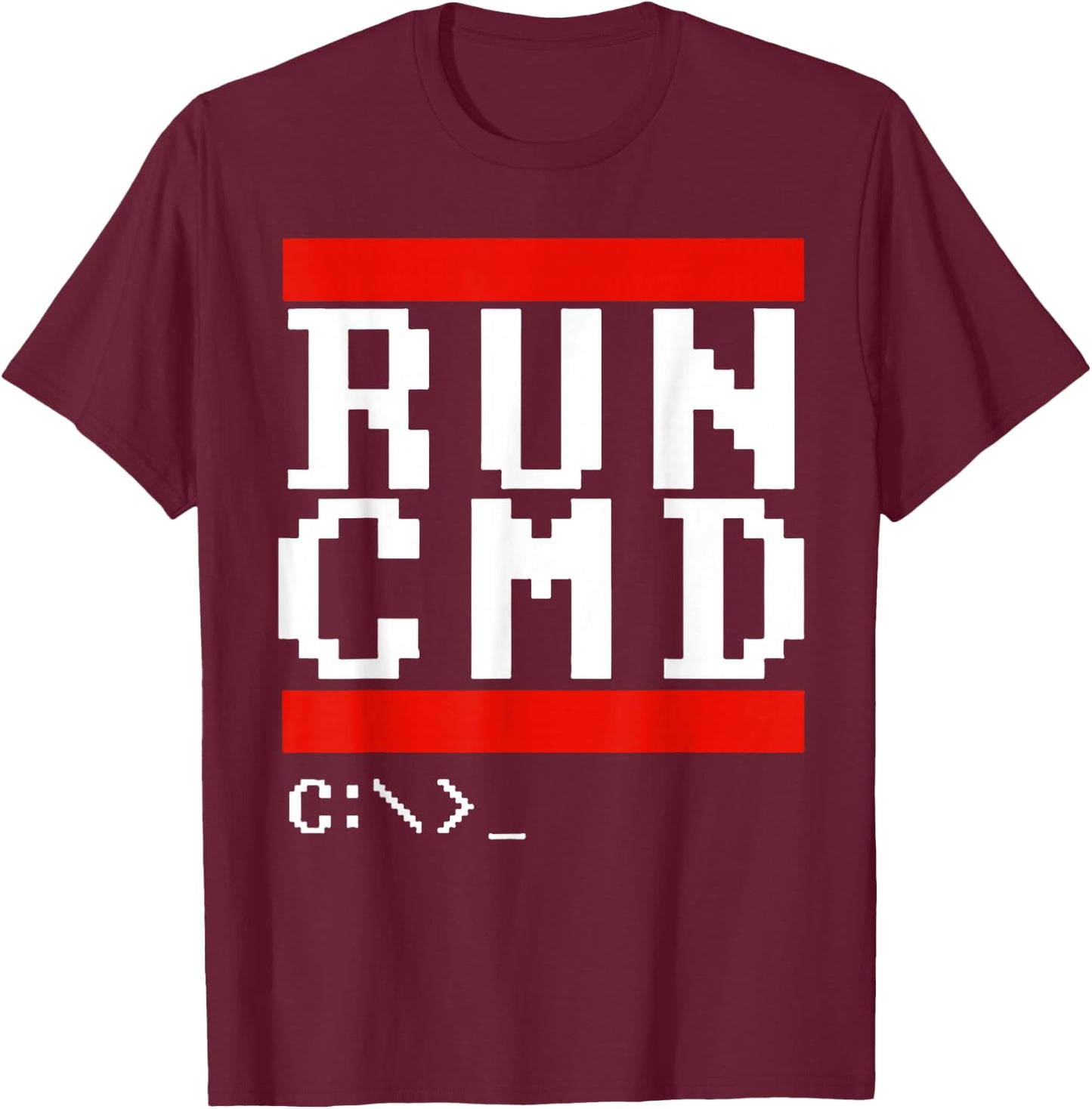 Run CMD Funny Programmer Coding T-Shirt - T-Shirt | Maroon