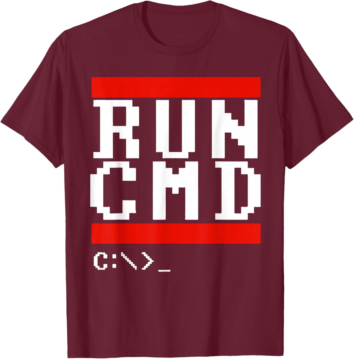 Run CMD Funny Programmer Coding T-Shirt - T-Shirt | Maroon