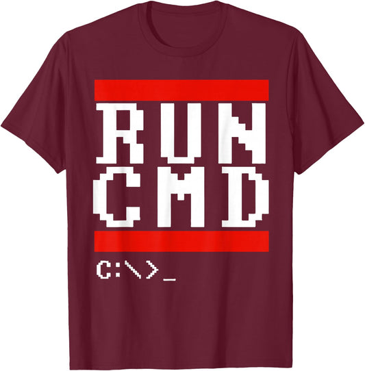 Run CMD Funny Programmer Coding T-Shirt - T-Shirt | Maroon