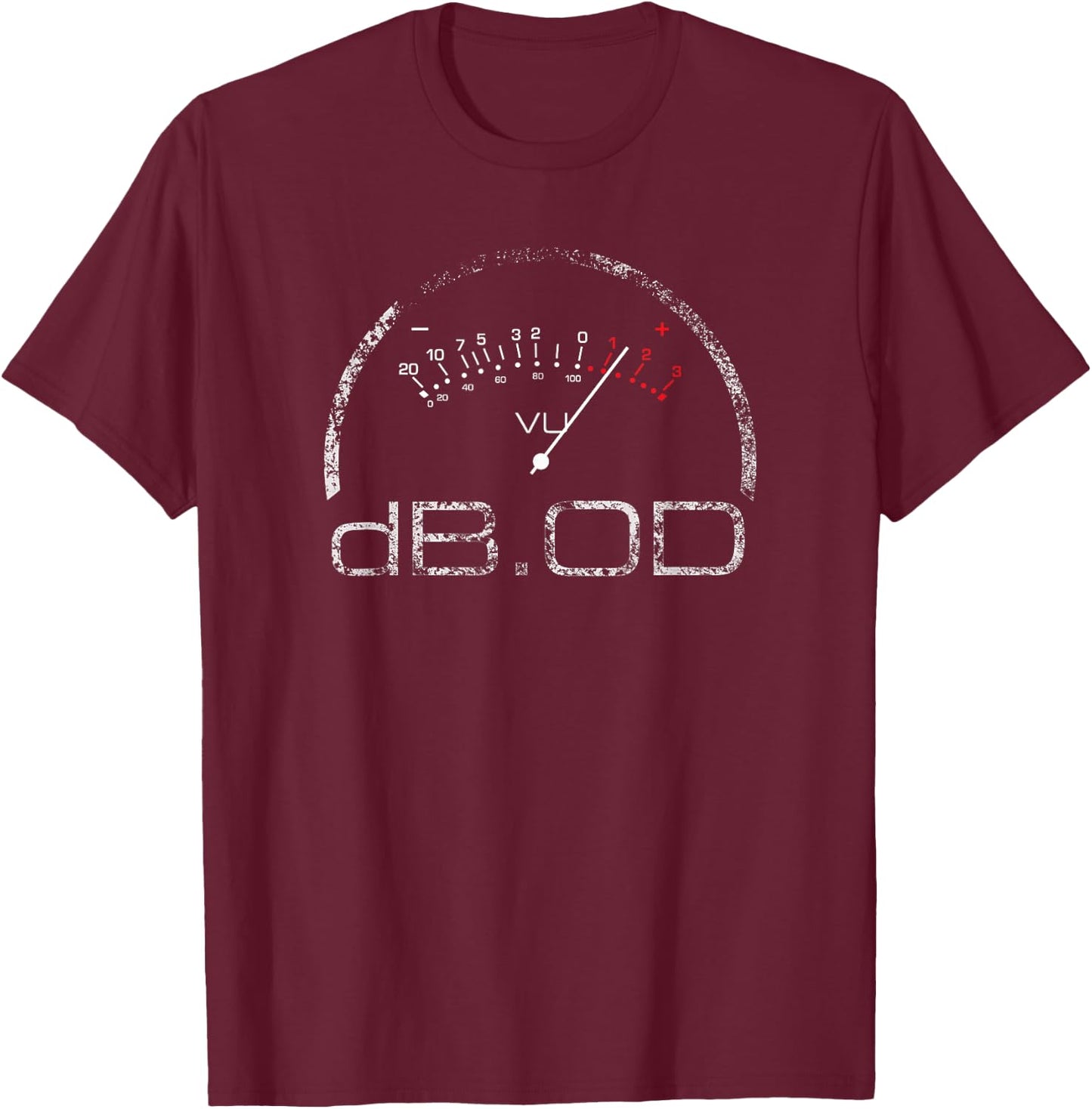 VU Meter Design Decibel, Sound Engineer, Musician, HI Fi T-Shirt - T-Shirt | Maroon
