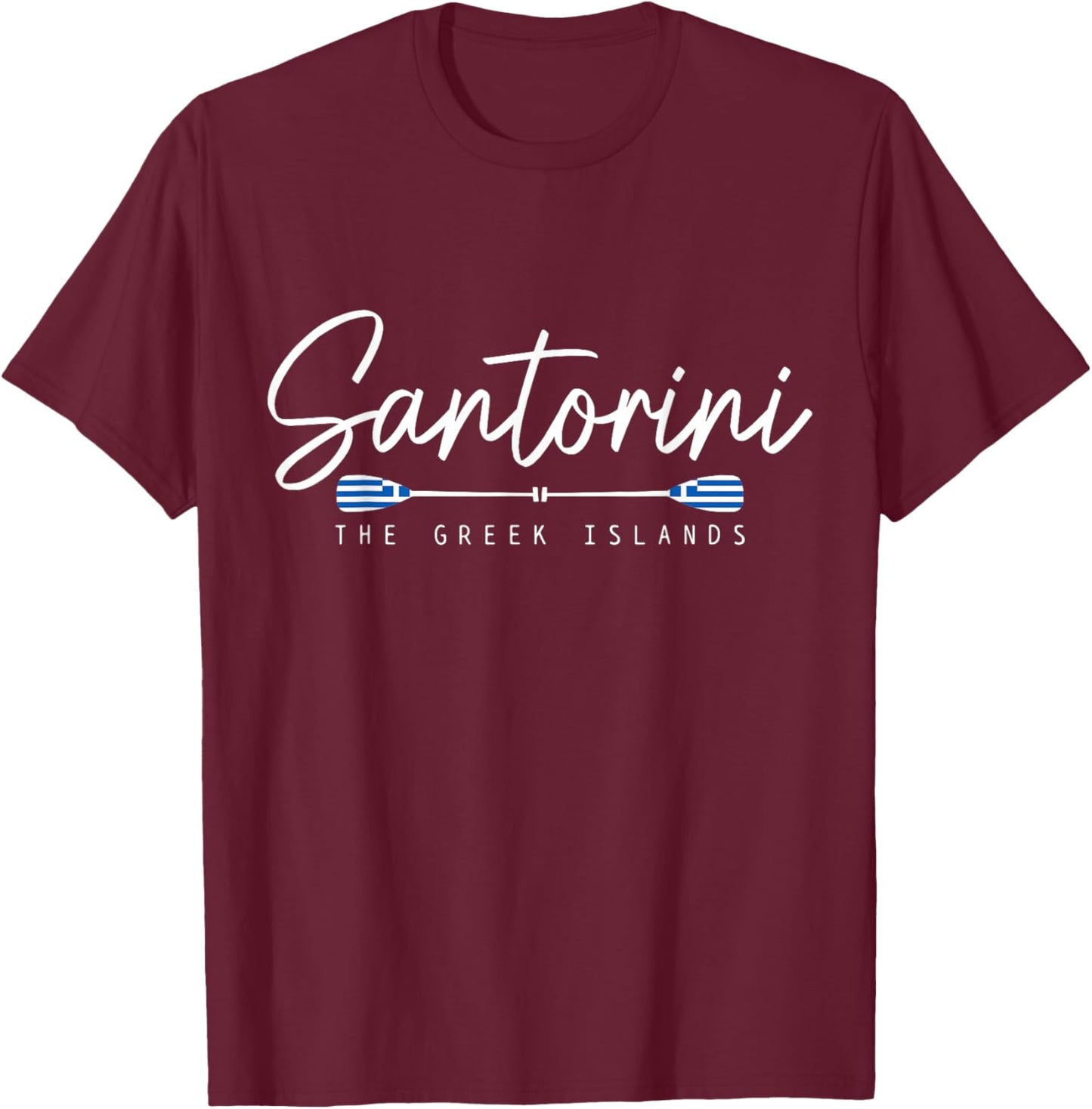 Santorini Greece Greek Flag Holiday Souvenir T-Shirt - T-Shirt | Maroon