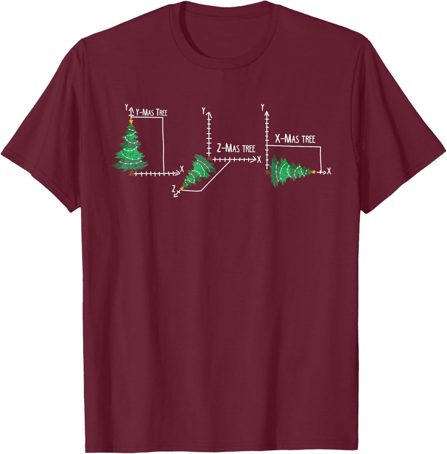 Merry X-Mas Tree Math Funny Christmas Math Teacher T-Shirt - T-Shirt | Maroon