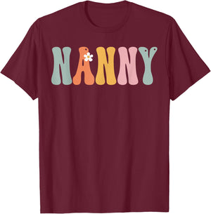 Nanny Week Retro Groovy Appreciation Day For Work T-Shirt - T-Shirt | Maroon