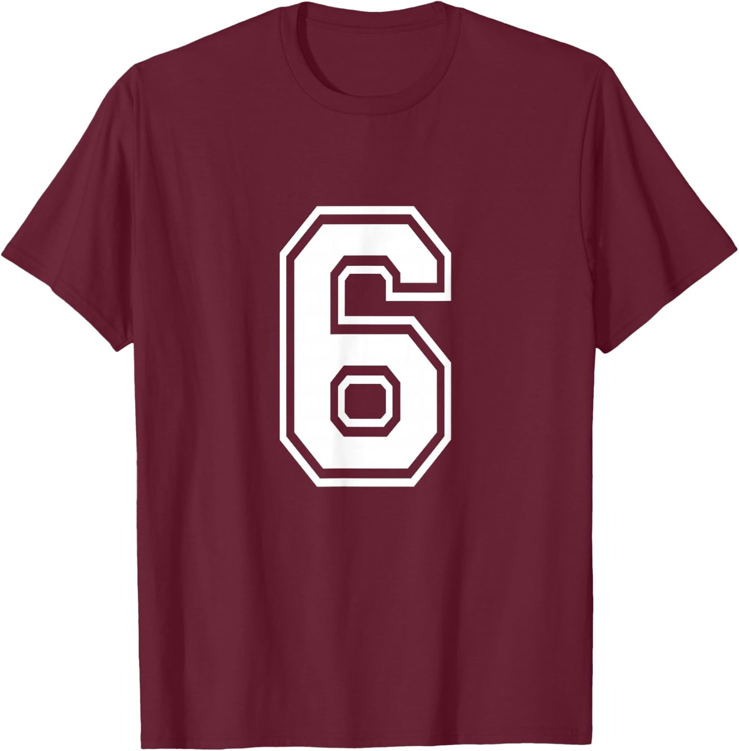 Number 6 Varsity Sports Team Jersey 6th Birthday 6 Years T-Shirt - T-Shirt | Maroon