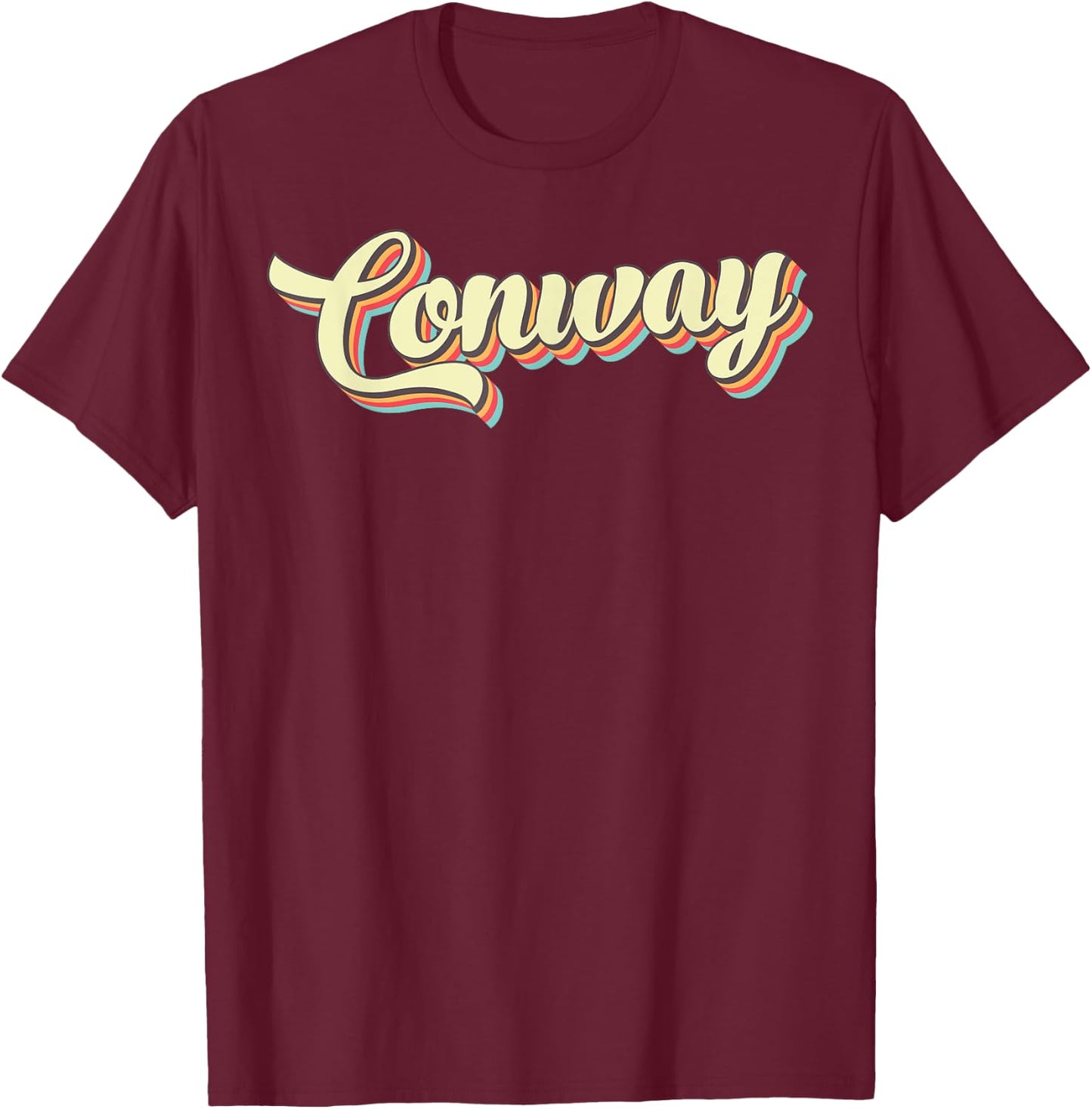 Conway Retro Art Baseball Font Vintage T-Shirt - T-Shirt | Maroon