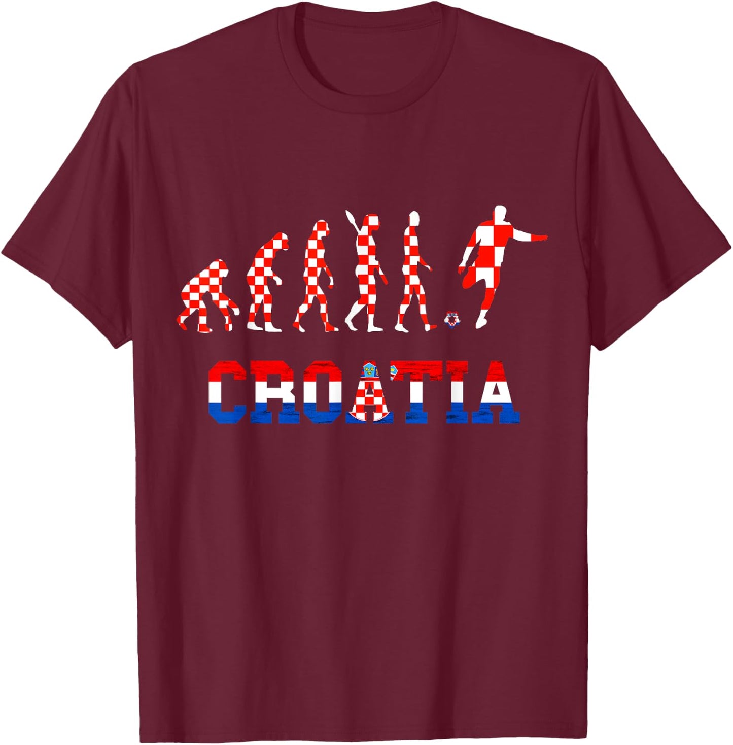 Croatia Evolution Hrvatska Soccer Team Croatian Flag T-Shirt - T-Shirt | Maroon