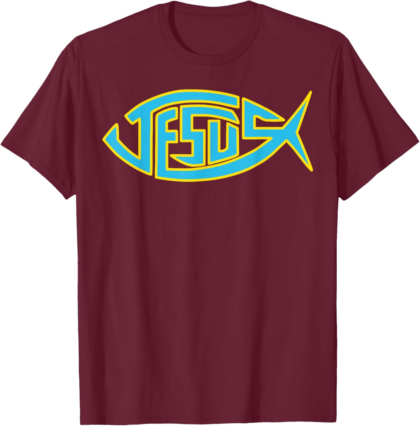 Jesus Fish - Ichthys Symbol - Christian Design For Teen T-Shirt - T-Shirt | Maroon