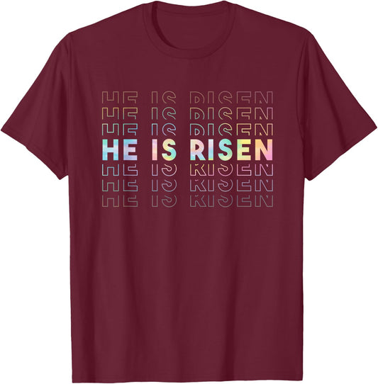 He Is Risen Sun Resurrection Easter Christian Men Women Kids T-Shirt - T-Shirt | Maroon