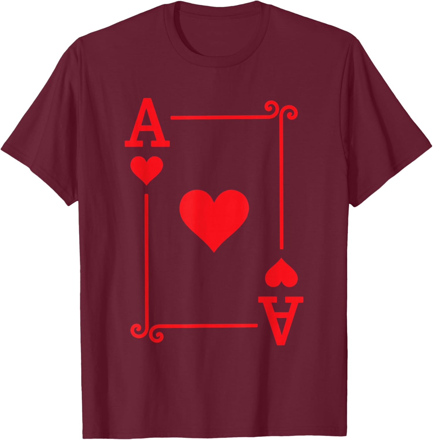 Playing Cards Costume - Ace Hearts Card - Ace Card T-Shirt - T-Shirt | Maroon