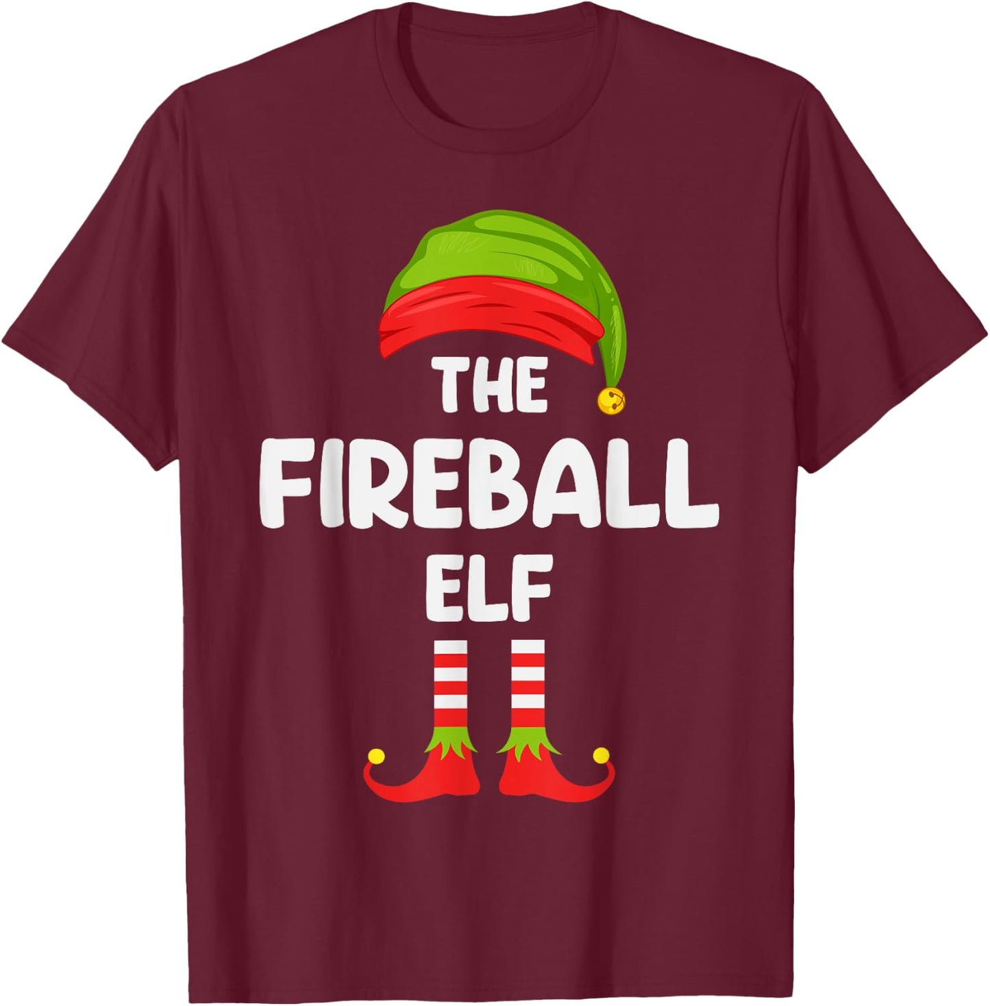 Fireball Elf Matching Family Christmas T-Shirt - T-Shirt | Maroon