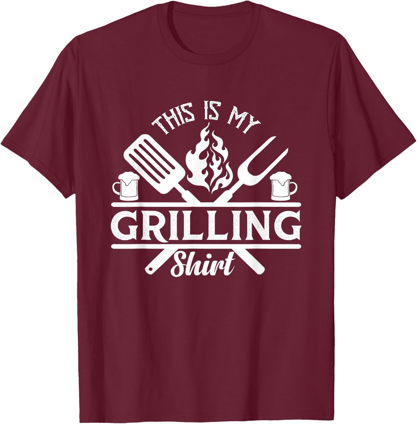 This Is My Grilling Barbecue Fathers Day Memorial Day T-Shirt - T-Shirt | Maroon