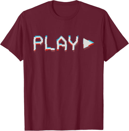 Glitch VCR VHS Tape 80s Play T-Shirt - T-Shirt | Maroon