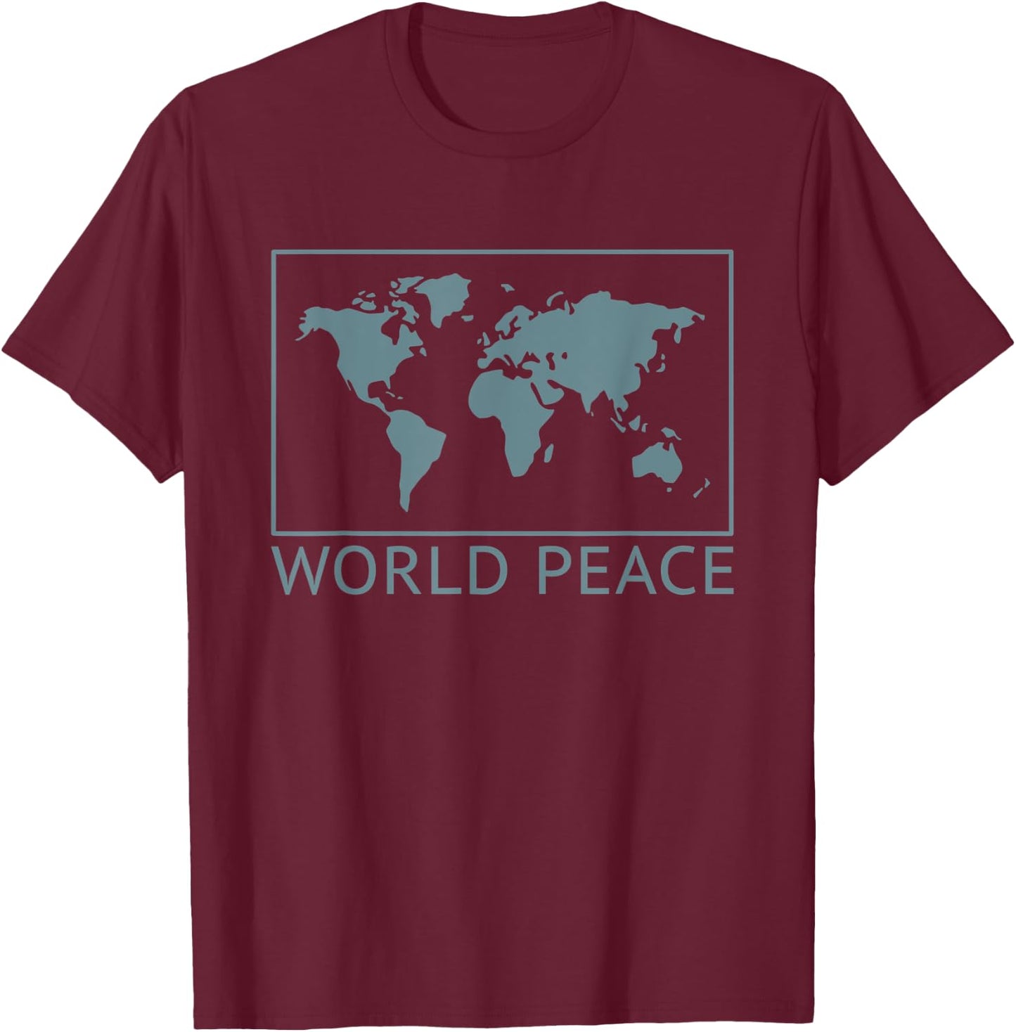 World Peace Globe Map Minimalist Traveler Travel T-Shirt - T-Shirt | Maroon