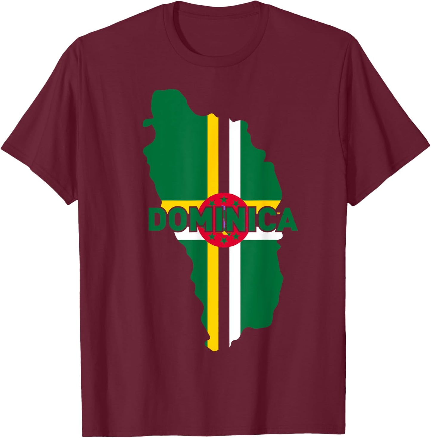 Proud Family and Patriotic Flag of Country Dominica T-Shirt - T-Shirt | Maroon