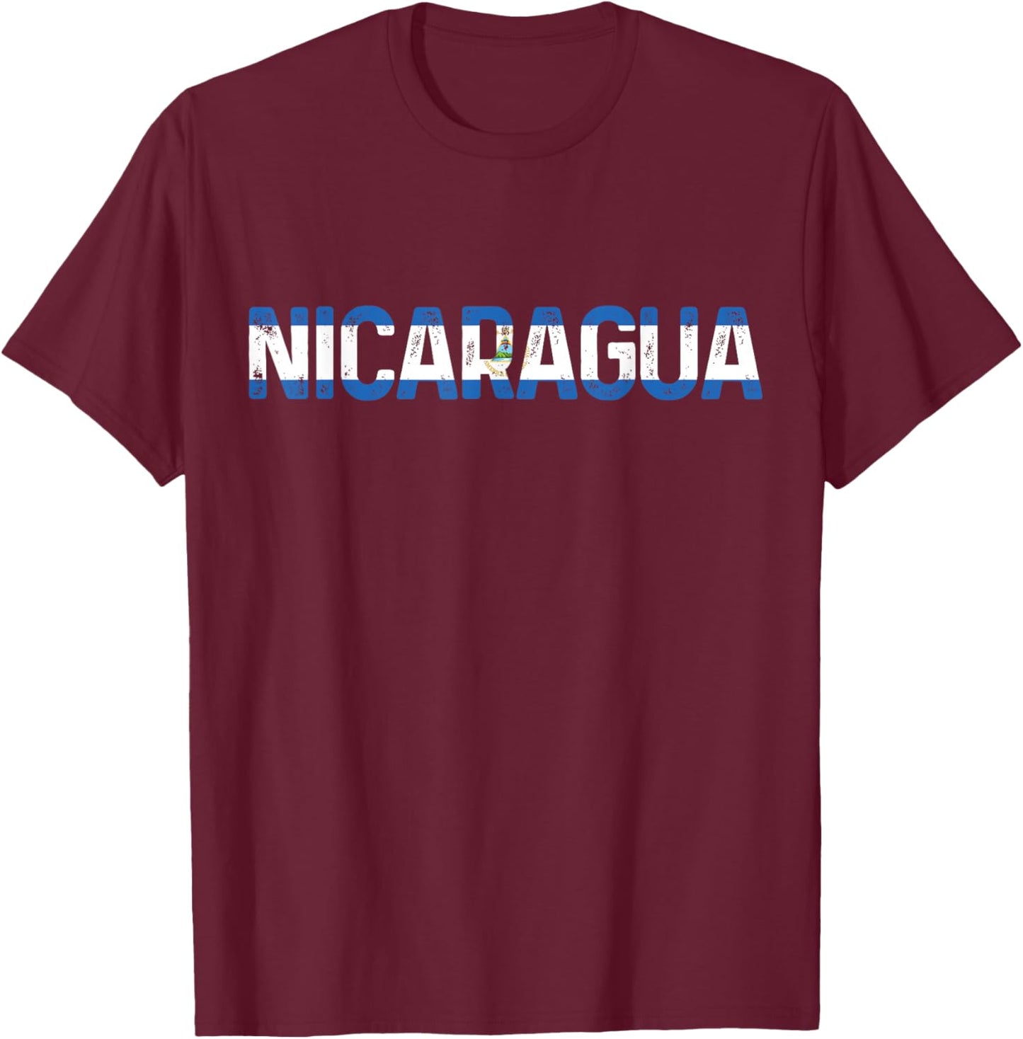 Nicaragua Flag T-Shirt - T-Shirt | Maroon
