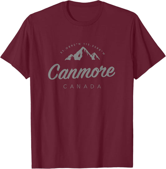 Canmore Mountain Vacation Skiing Canada T-Shirt - T-Shirt | Maroon