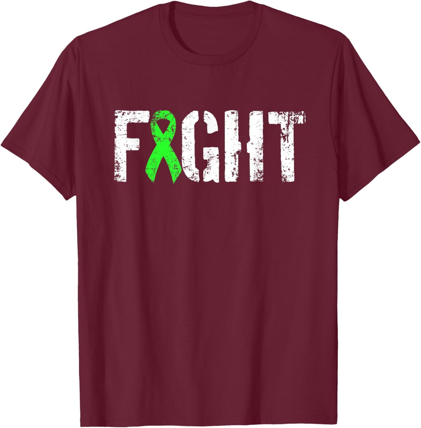 Fight Liver Cancer - Military Style Green Awareness Ribbon T-Shirt - T-Shirt | Maroon