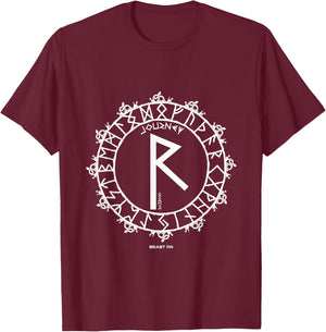 Raidho Nordic Rune Travel Viking Rune Symbol Glyph T-Shirt - T-Shirt | Maroon