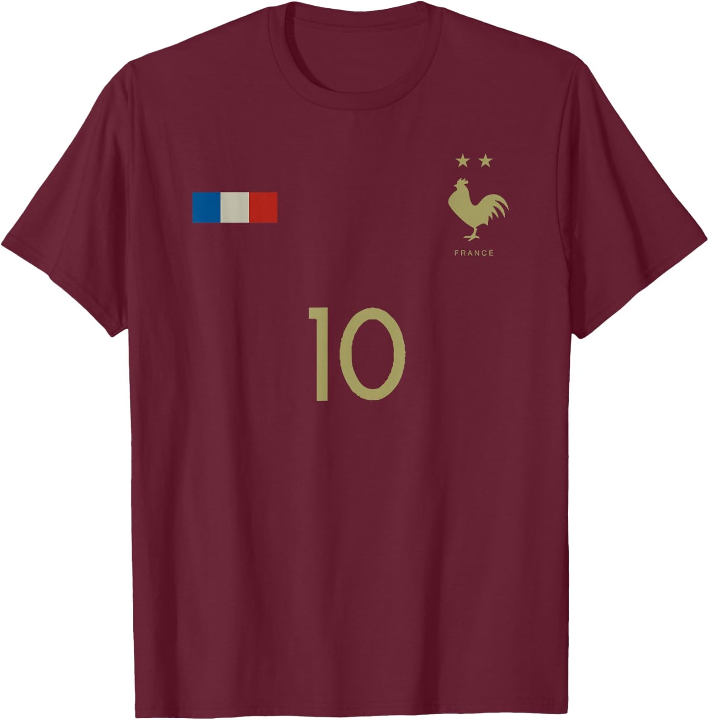 France Number 10 French Soccer Retro Football France T-Shirt - T-Shirt | Maroon