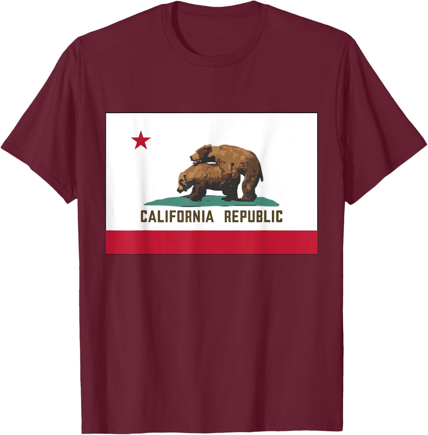 California Republic Funny Humping Grizzly Bears CA State Map T-Shirt - T-Shirt | Maroon