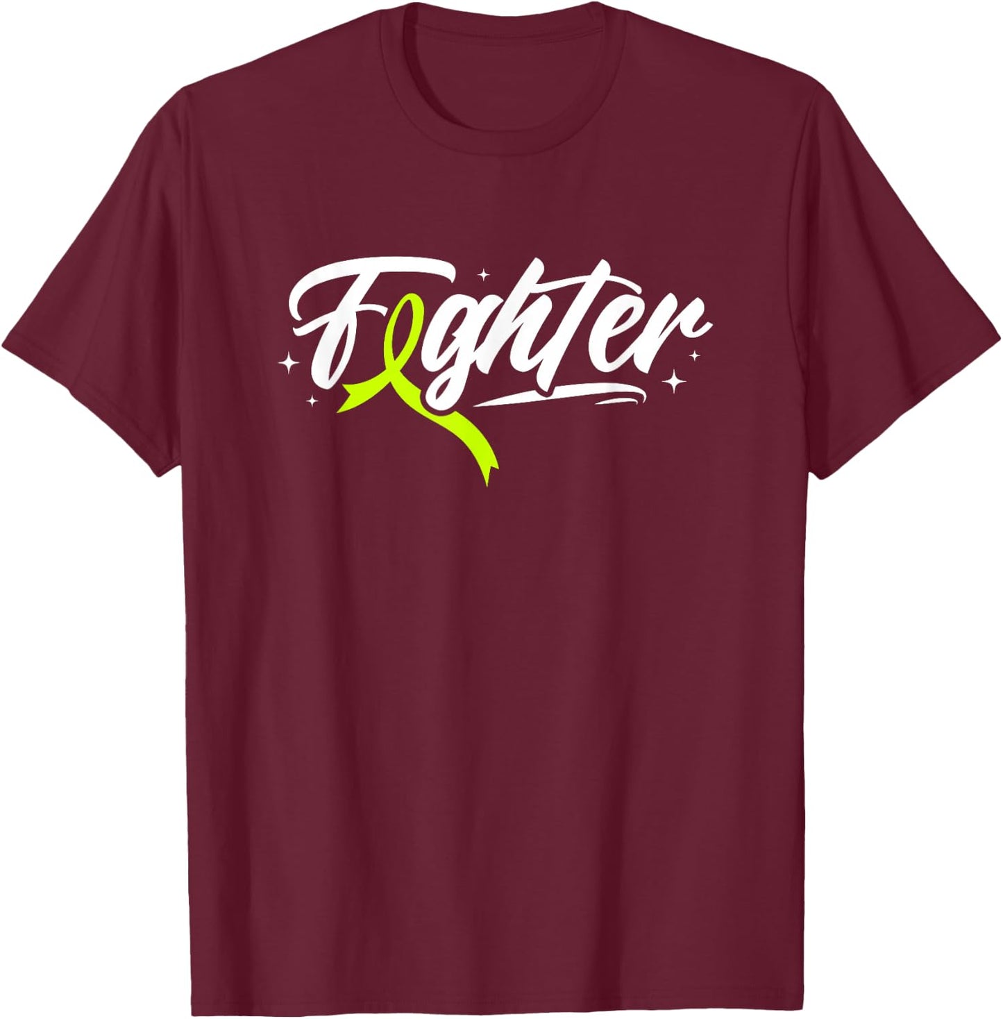 Lymphoma Cancer Fighter Lime Green Ribbon Awareness Month T-Shirt - T-Shirt | Maroon